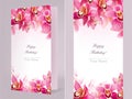 Stylish birthday card with orchid