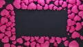 Stylish black background with frame of hearts pink Royalty Free Stock Photo