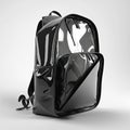 Stylish black backpack mockup with glossy shine on white background Royalty Free Stock Photo