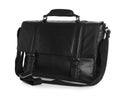 Stylish black leather briefcase isolated on white Royalty Free Stock Photo