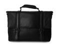 Stylish black leather briefcase isolated on white Royalty Free Stock Photo
