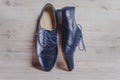 Stylish black mens crafted shoes for ballroom dancing Royalty Free Stock Photo