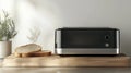Modern kitchen appliance action sleek toaster next to cutting board minimalist design home environment stylish viewpoint Royalty Free Stock Photo