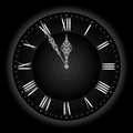 Stylish black silver vector clock.