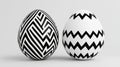 Stylish black and white patterned eggs on a gray background, perfect for modern Easter themes and creative presentations Royalty Free Stock Photo