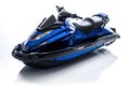 Stylish blue jet ski isolated on white background. Water transport sale shop concept. Generative AI