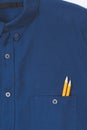 Stylish blue shirt with pencils in pocket Royalty Free Stock Photo