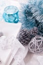 Stylish blue and silver Christmas table setting