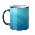 Stylish Blue Wave Pattern Coffee Mug Design with Transparent Background Royalty Free Stock Photo