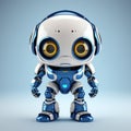 Stylish Blue And White Cartoon Robot With Dynamic Facial Expressions