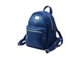 Stylish blue women& x27;s leather backpack