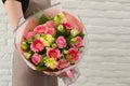 Stylish bouquet of pink flowers. Royalty Free Stock Photo