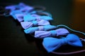 Stylish bow ties on dark background with space for text. groom and groomsmen getting ready in morning for wedding ceremony.