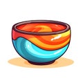 Stylish Bowl Dining Essential Cartoon Square Illustration.