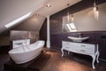 Stylish brown bathroom