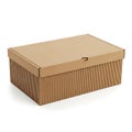 Elegant brown cardboard gift box with ribbed lid closure Royalty Free Stock Photo