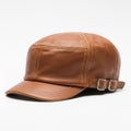Stylish brown leather cap with adjustable buckle straps Royalty Free Stock Photo