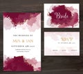 Stylish burgundy red watercolor and gold glitter vector design card Royalty Free Stock Photo