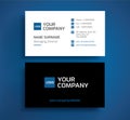 Stylish business card template vector - minimalist blue, black,