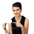 Stylish business woman with card Royalty Free Stock Photo