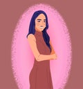 Stylish Business women. Pretty young beautiful businesswoman. Confident woman. Powerful girl. Flat Vector Illustration Royalty Free Stock Photo