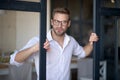 Stylish businessman wearing white shirt feeling thoughtful