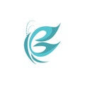 stylish butterfly letter e logo icon