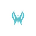 stylish butterfly letter W logo icon