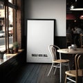 Ai Generative Stylish Cafe Interior Featuring an Empty Poster Template Mockup