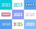Stylish calendar dates 2023 on white blue background for New Year design