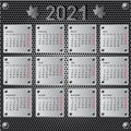 Stylish calendar with metallic effect for 2021
