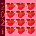 Stylish calendar with red hearts for 2021