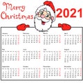 Stylish calendar withmuscular Santa Claus for 2021