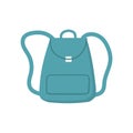 Stylish casual blue backpack. Leather rucksack with small pocket. Woman backpack doodle style.