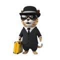 Stylish cat in business attire with suitcase Royalty Free Stock Photo