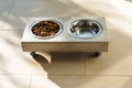 Stylish cat food bowl Royalty Free Stock Photo