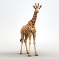 Stylish Cel Shaded 3d Giraffe Posed Against White Background