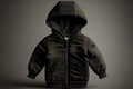 stylish children& x27;s black jacket hoodie mockup on light background