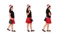Stylish Christmas girl poses collection over white Royalty Free Stock Photo