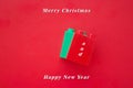 Stylish Christmas Greeting Card Part of a green and red blocks on a red paper Royalty Free Stock Photo