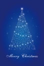 Stylish Christmas tree greeting card with glitter