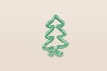 Stylish Christmas tree made of metal wire. Concept illustration pine on a light beige background, greeting card, congratulation, Royalty Free Stock Photo