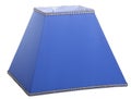 Stylish classic empire square blue tapered lamp shade on a white background isolated close up shot