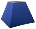 Stylish classic empire square dark blue tapered lamp shade on a white background isolated close up shot