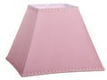 Stylish classic empire square light pink tapered lamp shade on a white background isolated close up shot
