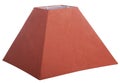 Stylish classic empire square red orange tapered lamp shade on a white background isolated close up shot