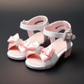 Stylish classic pink and white sandals for kids, shiny fashion summer shoes Royalty Free Stock Photo