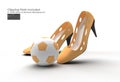 Stylish classic women`s Shoes with Football in high hills Pen Tool Created Clipping Path Included in JPEG Easy to Composite