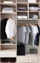 Stylish clothes, shoes and home stuff in large closet Royalty Free Stock Photo