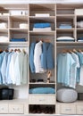 Stylish clothes, shoes and home stuff in large closet Royalty Free Stock Photo